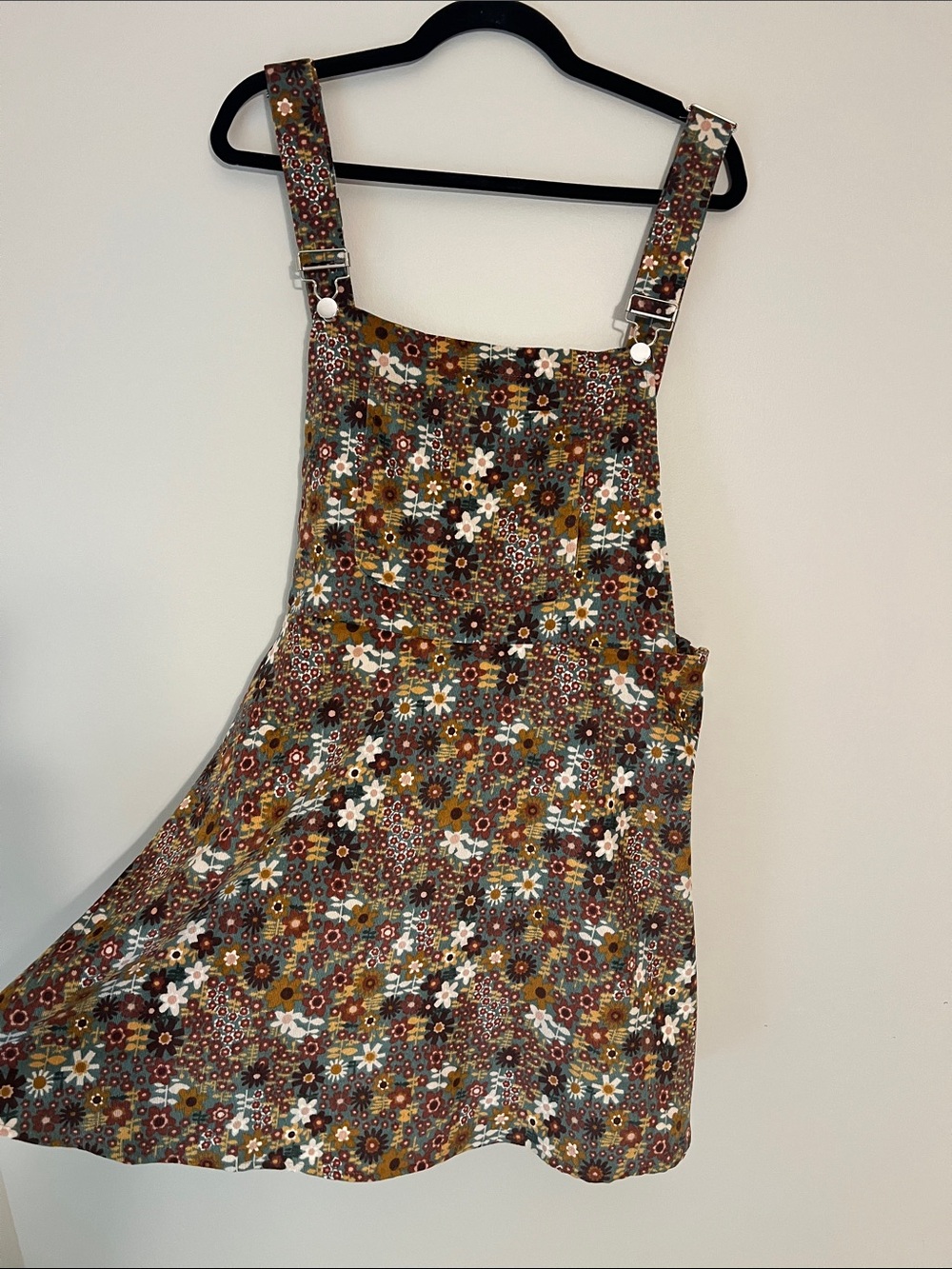 Cider Floral Pinafore Dress in Teal, Mustard & Rust